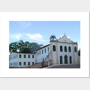 Convent and Church with green doors and windows Posters and Art